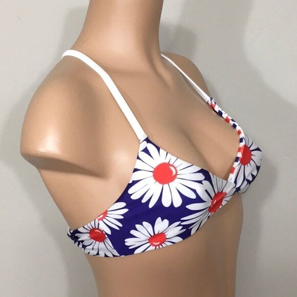 WILDFOX reversible daisy stripe bikini top. NWT - Picture 4 of 6